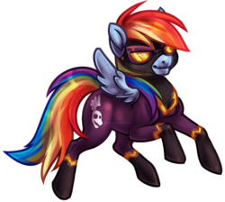 Size: 605x542 | Tagged: safe, artist:bricu, rainbow dash, pony, g4, clothes, costume, female, goggles, shadowbolt dash, shadowbolts, shadowbolts costume, simple background, solo, transparent background