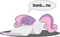 Size: 3200x1971 | Tagged: safe, artist:spacekingofspace, sweetie belle, g4, ambiguous gender, dumb fabric, fabric, literal, objectification, simple background, solo, transparent background, vector, wat