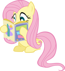 Size: 5272x5761 | Tagged: safe, artist:scrimpeh, fluttershy, pegasus, pony, g4, absurd resolution, female, magazine, reading, simple background, solo, transparent background, vector