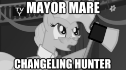 Size: 580x323 | Tagged: safe, mayor mare, g4, caption, glasses, image macro, parody