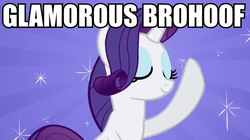 Size: 598x336 | Tagged: safe, edit, edited screencap, screencap, rarity, pony, g4, caption, hoofbump, image macro, solo