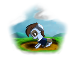 Size: 2000x1572 | Tagged: safe, artist:chaosdrop, pipsqueak, earth pony, pony, g4, clothes, colt, male, sad, solo