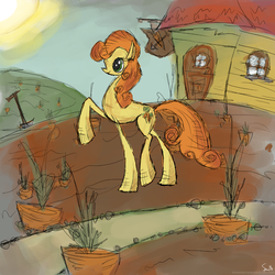 Size: 1000x1000 | Tagged: dead source, safe, artist:php15, carrot top, golden harvest, g4, carrot, farm, raised hoof