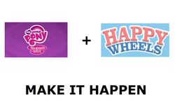 Size: 1176x700 | Tagged: safe, g4, exploitable meme, happy wheels, make it happen, meta, my little pony logo, video game