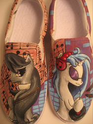 Size: 558x743 | Tagged: safe, artist:acryilicolt, dj pon-3, octavia melody, vinyl scratch, g4, customized toy, irl, photo, shoes