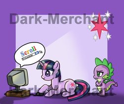 Size: 900x758 | Tagged: safe, artist:kuraidraws, spike, twilight sparkle, g4