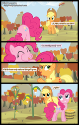 Size: 1500x2357 | Tagged: safe, artist:foxy-noxy, applejack, pinkie pie, earth pony, pony, g4, candy corn, comic, duo, duo female, female, mare