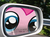 Size: 590x442 | Tagged: safe, artist:necronomiconofgod, artist:ponyweed, edit, part of a set, pinkie pie, g4, automobile, car, close up series, close-up, extreme close-up, fourth wall, fourth wall destruction, irl, mirror, objects in mirror are closer than they appear, parody, photo, rear view mirror, the far side