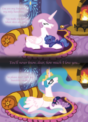 Size: 1178x1627 | Tagged: safe, artist:inkrose98, princess celestia, princess luna, twilight sparkle, pony, g4, comic, crying, feels, female, filly, filly twilight sparkle, momlestia, pink-mane celestia, sad, woona, you are my sunshine