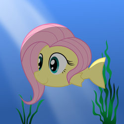 Size: 6000x6000 | Tagged: safe, artist:johnjoseco, artist:mamandil, fluttershy, fish, g4, absurd resolution, female, fishified, flutterfish, solo, species swap, underwater, watershy