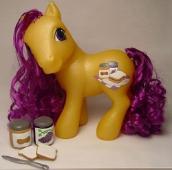 Size: 509x503 | Tagged: safe, artist:woosie, bread, customized toy, doll, irl, knife, peanut butter and jelly, photo, toy