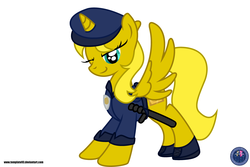 Size: 3600x2400 | Tagged: safe, artist:template93, oc, oc only, oc:ticket, alicorn, pony, alicorn oc, female, police officer, solo