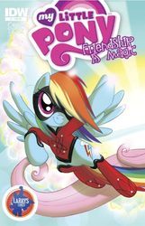Size: 413x640 | Tagged: safe, artist:amy mebberson, idw, official comic, fluttershy, rainbow dash, pony, g4, official, atomic rainboom, comic, cover, idw advertisement