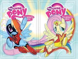 Size: 600x454 | Tagged: safe, artist:amy mebberson, idw, official comic, fluttershy, rainbow dash, pony, g4, atomic rainboom, comic, cover, idw advertisement, sketch