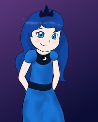 Size: 1737x2147 | Tagged: safe, artist:zekromlover, princess luna, human, g4, clothes, cute, dress, female, humanized, solo, young