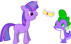 Size: 860x534 | Tagged: safe, artist:twitchy-tremor, spike, twilight sparkle, g4, letter