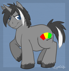 Size: 765x786 | Tagged: safe, artist:ryunwoofie, oc, oc only, oc:midnight snack, pony, bhm, chubby, fat, male, solo, stallion