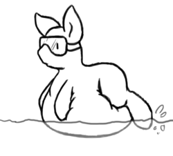 Size: 610x552 | Tagged: safe, artist:queenfrau, fat, floating, goggles, swimming
