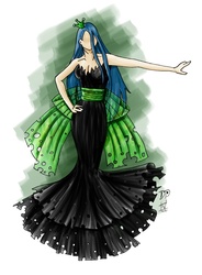 Size: 734x1000 | Tagged: safe, artist:thesilvermaiden, queen chrysalis, human, g4, clothes, design