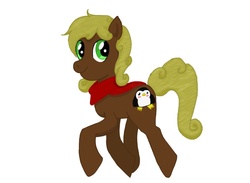 Size: 900x660 | Tagged: safe, artist:asinglepetal, oc, oc only, bird, earth pony, penguin, pony, clothes, scarf