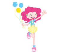 Size: 2292x1667 | Tagged: dead source, safe, artist:princesschuchi, pinkie pie, human, g4, balloon, converse, humanized, light skin, open mouth, open smile, shoes, simple background, smiling, sneakers, transparent background