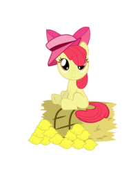 Size: 3000x4243 | Tagged: safe, artist:lunabubble-ede96, apple bloom, earth pony, pony, g4, apple bloom's bow, bow, female, filly, foal, hair bow, hat, lemon, simple background, solo, transparent background