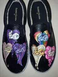 Size: 2448x3264 | Tagged: safe, artist:acryilicolt, applejack, fluttershy, pinkie pie, rainbow dash, rarity, twilight sparkle, g4, customized toy, irl, mane six, photo, shoes