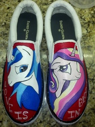 Size: 2448x3264 | Tagged: safe, artist:acryilicolt, princess cadance, shining armor, g4, customized toy, irl, photo, shoes