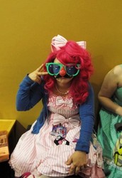 Size: 451x657 | Tagged: safe, artist:spcepirateryoko, pinkie pie, human, g4, cosplay, groucho mask, irl, irl human, photo, solo