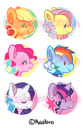 Size: 306x471 | Tagged: safe, artist:senpeep, applejack, fluttershy, pinkie pie, rainbow dash, rarity, twilight sparkle, earth pony, pegasus, pony, unicorn, g4, applejack's cutie mark, cutie mark, fluttershy's cutie mark, mane six, pinkie pie's cutie mark, rainbow dash's cutie mark, rarity's cutie mark, simple background, sticker, twilight sparkle's cutie mark, white background