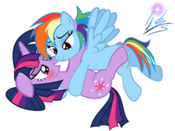 Size: 1600x1200 | Tagged: safe, artist:nightmaremoons, rainbow dash, twilight sparkle, pegasus, pony, unicorn, g4, bedroom eyes, blushing, female, hug, lesbian, mare, ship:twidash, shipping