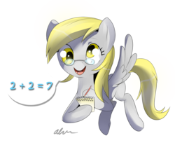 Size: 1181x1121 | Tagged: safe, artist:affanita, derpy hooves, pegasus, pony, g4, female, glasses, mare, math, simple background, solo, transparent background