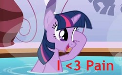 Size: 552x342 | Tagged: safe, edit, edited screencap, screencap, twilight sparkle, pony, g4, green isn't your color, female, hot tub, pinkie pie swear, pinkie promise, solo