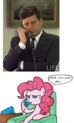 Size: 498x822 | Tagged: safe, pinkie pie, human, g4, american presidents, chair, irl, irl human, john f. kennedy, meme, phone, photo, president, speech bubble, stop calling me