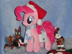 Size: 640x480 | Tagged: safe, artist:whitedove-creations, pinkie pie, reindeer, g4, christmas, hat, irl, photo, plushie, santa hat, snowman