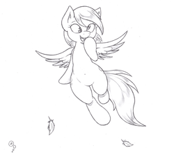 Size: 1027x921 | Tagged: safe, artist:joey darkmeat, derpy hooves, pegasus, pony, g4, belly button, feather, female, mare, monochrome, solo, traditional art, wide hips