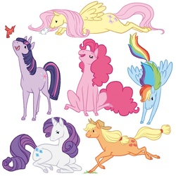 Size: 900x900 | Tagged: safe, artist:picormdwe, applejack, fluttershy, pinkie pie, rainbow dash, rarity, twilight sparkle, g4, mane six