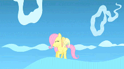 Size: 500x281 | Tagged: safe, screencap, fluttershy, pony, g4, season 1, the cutie mark chronicles, animated, blank flank, female, filly, filly fluttershy, flapping, flight camp, solo, younger