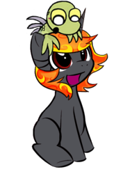 Size: 524x700 | Tagged: safe, oc, oc only, oc:incendia, dragon, pony, unicorn, fanfic:antipodes, cute, fanfic, filly, kyra, open mouth, sitting, smiling