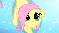 Size: 500x281 | Tagged: safe, screencap, fluttershy, pony, g4, season 1, the cutie mark chronicles, animated, cute, daaaaaaaaaaaw, female, filly, filly fluttershy, floppy ears, high angle, looking up, shyabetes, solo, younger