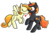 Size: 580x383 | Tagged: safe, artist:paper-pony, oc, oc only, oc:incendia, oc:tiptoe, pegasus, pony, unicorn, fanfic:antipodes, fanfic art, female, heart, kissing, lesbian, shipping