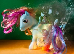 Size: 640x468 | Tagged: safe, rainbow dash (g3), g3, butthurt, female, irl, photo, toy, toy abuse