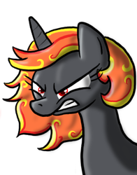 Size: 287x367 | Tagged: safe, oc, oc only, oc:incendia, pony, unicorn, fanfic:antipodes, angry, fanfic, solo