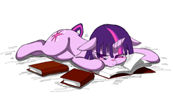 Size: 1183x689 | Tagged: safe, artist:8->, twilight sparkle, pony, g4, book, drool, female, pixiv, solo