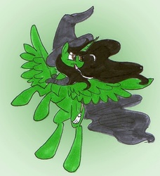 Size: 608x667 | Tagged: dead source, safe, artist:frankilew, alicorn, pony, elphaba, ponified, the wizard of oz, wicked, wicked witch of the west