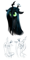 Size: 800x1600 | Tagged: safe, artist:miikanism, queen chrysalis, changeling, changeling queen, g4, crown, female, jewelry, regalia, sketch