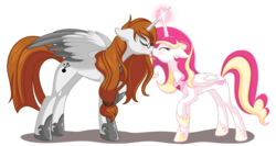 Size: 1200x636 | Tagged: safe, artist:miikanism, oc, oc only, oc:animus, oc:lubus, alicorn, pony, alicorn oc, colored wings, duo, horn, simple background, transparent background, two toned wings, wings