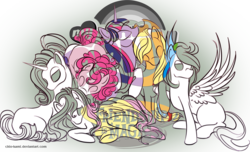 Size: 1680x1023 | Tagged: safe, artist:chio-kami, applejack, fluttershy, pinkie pie, rainbow dash, rarity, twilight sparkle, g4