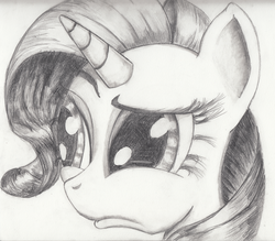 Size: 900x789 | Tagged: safe, artist:kittyhawk-contrail, rarity, pony, g4, female, monochrome, pencil drawing, solo, traditional art