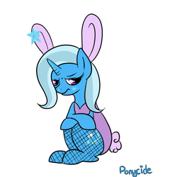 Size: 605x631 | Tagged: safe, artist:ponycide, trixie, g4, 30 minute art challenge, bunny suit, clothes, costume, fishnet stockings, leotard, pantyhose